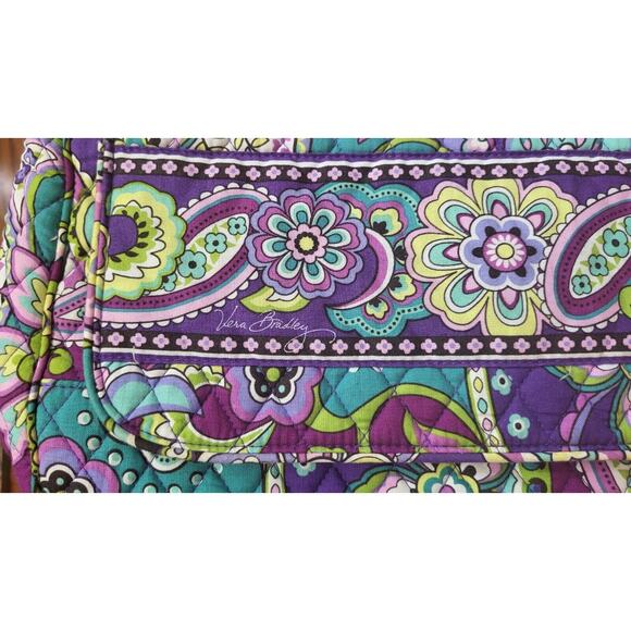 Vera Bradley Bag Messenger/Computer Bag Purple & Aqua Floral Pattern - Picture 14 of 16